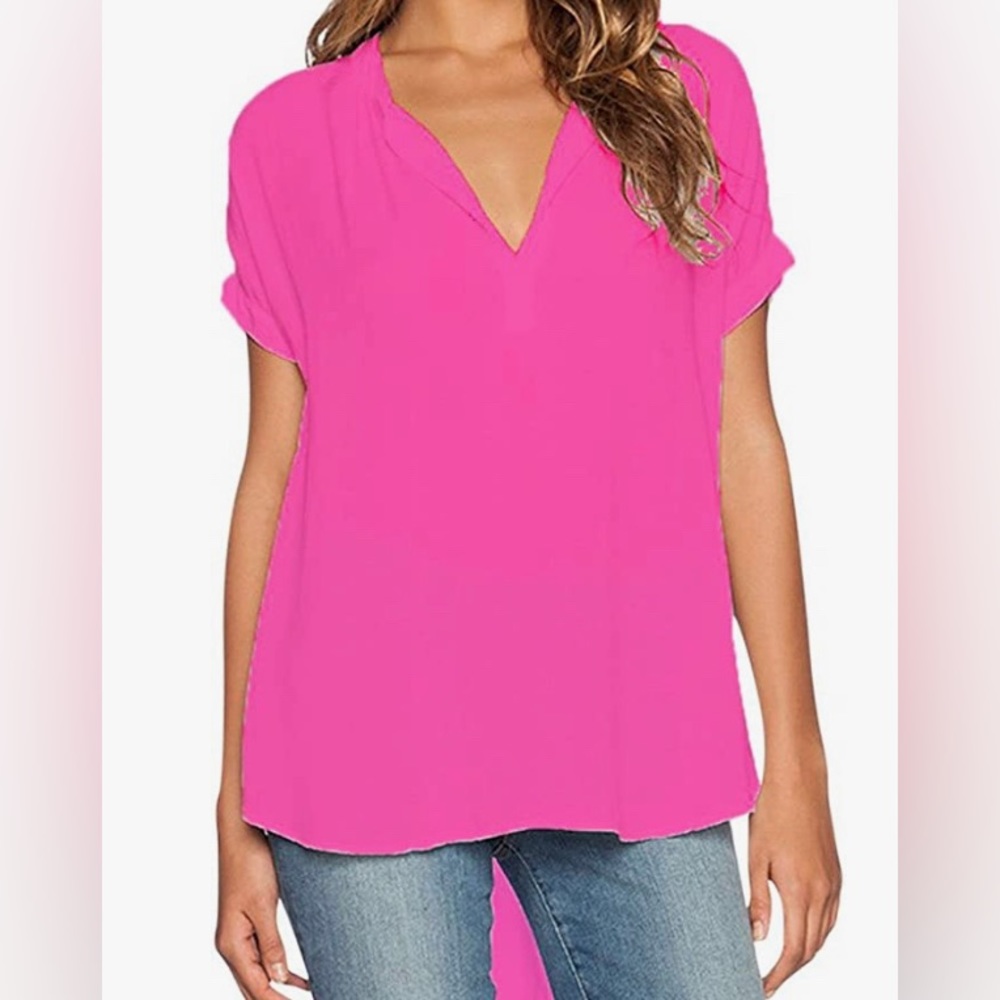 Hot pink oversized chiffon blouse